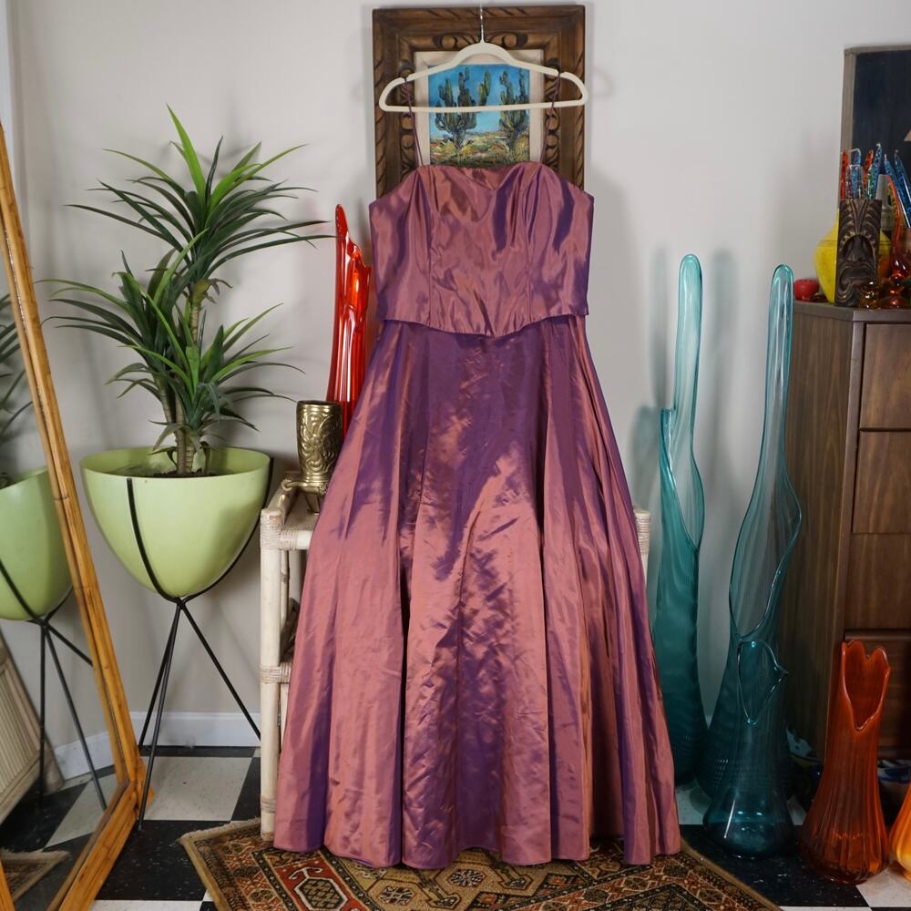 Y2k JS Collections metallic two tone maxi formal dress corset top